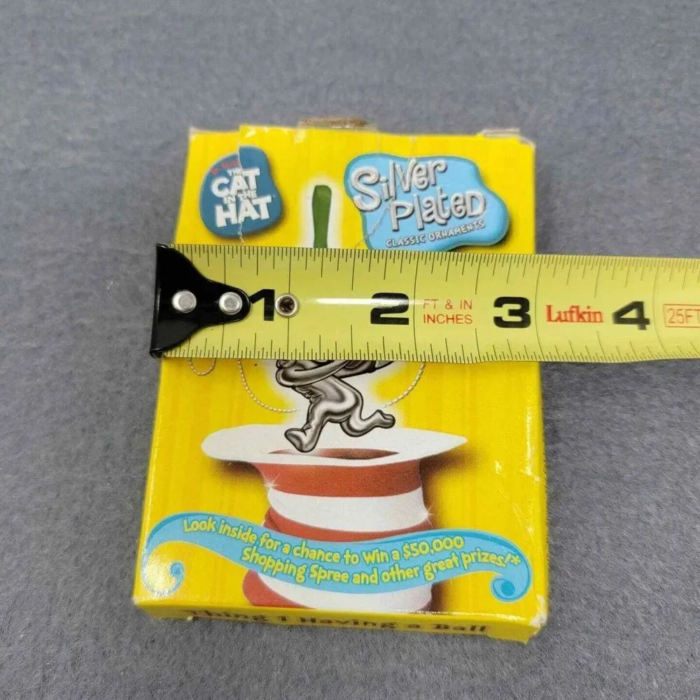 Dr. Suess Cat in the Hat Christmas Ornaments Burger King Silver Plated Set of 3